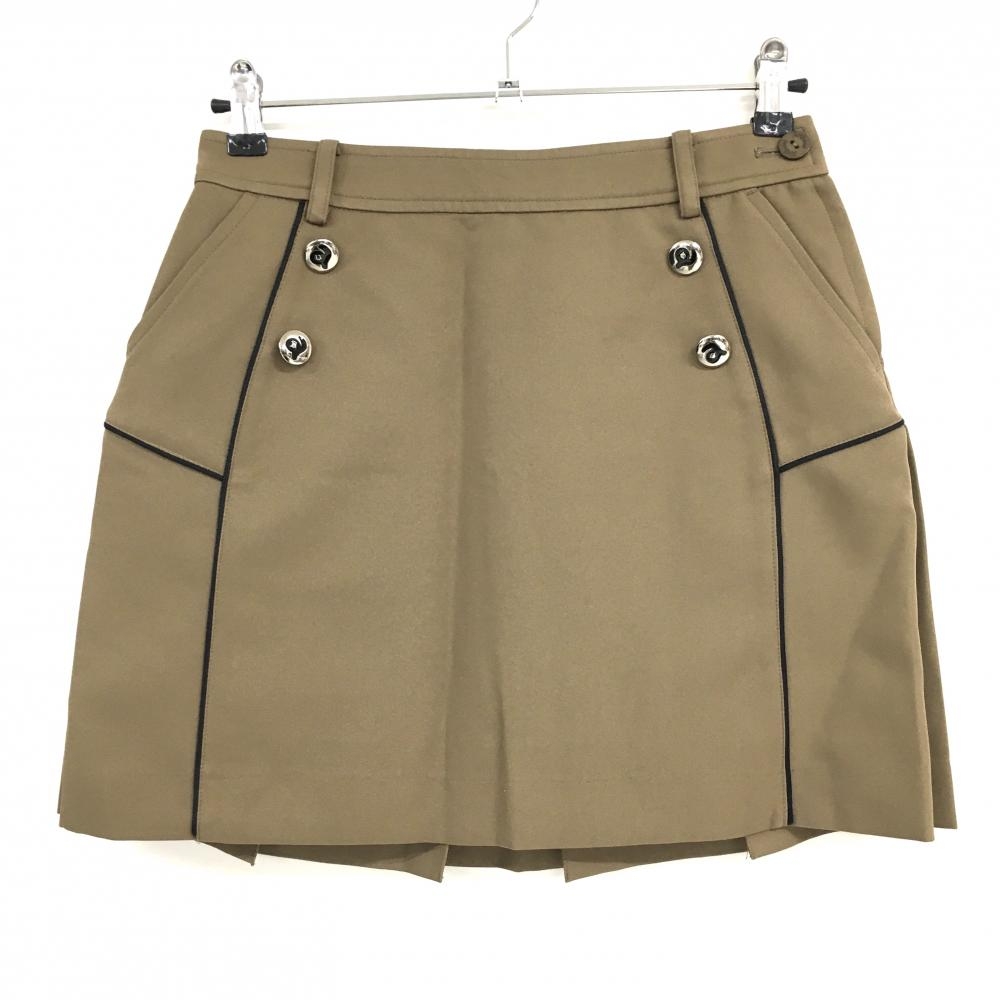 【超美品】アルチビオ スカート ブラウン×黒 パイピングライン 後裾プリーツ 裏地付 レディース 40(L) ゴルフウェア archivio