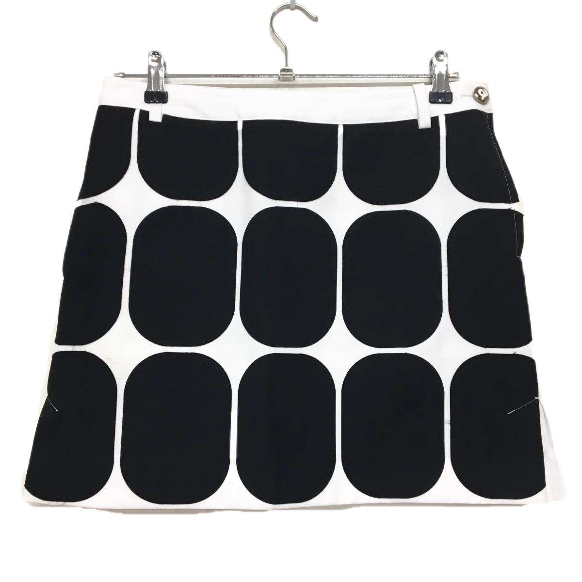 アルチビオ スカート 白×黒 裏地付 前総柄 レディース 40(L) ゴルフウェア archivio