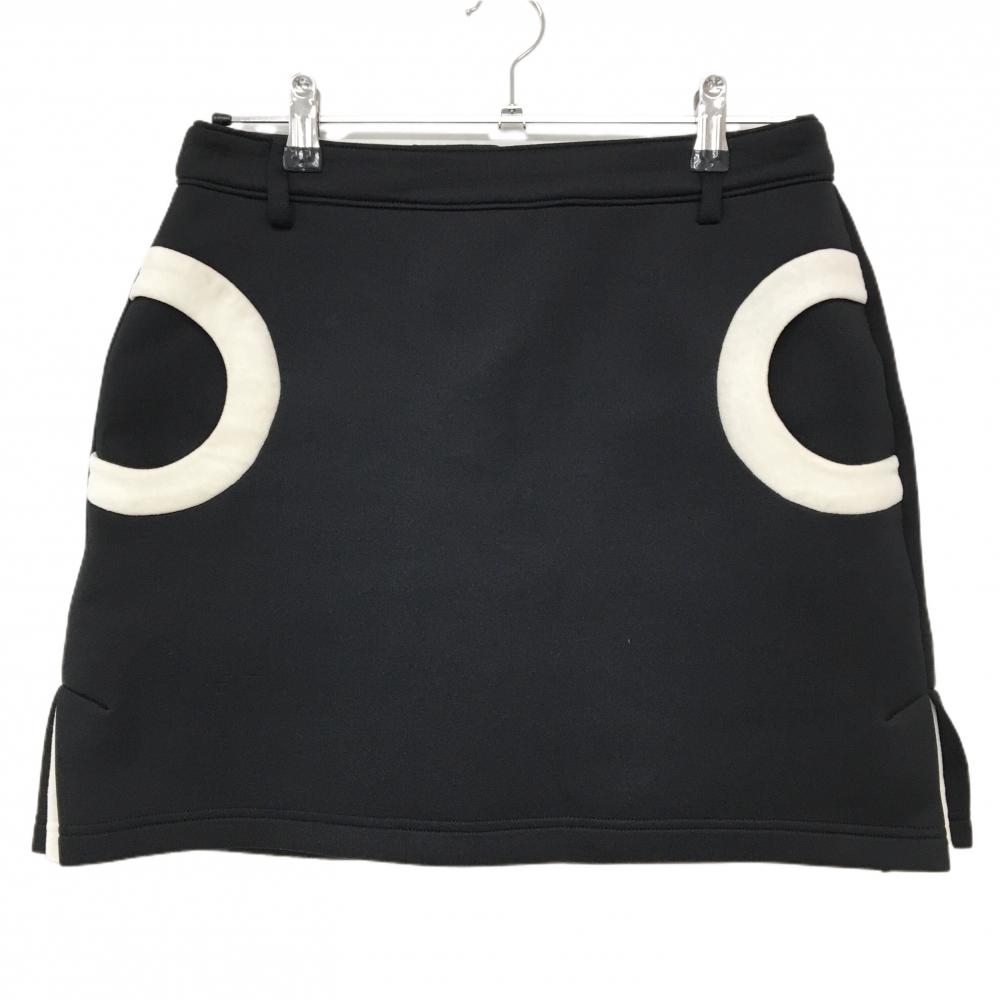 【美品】アルチビオ スカート 黒×白 ポエット口微起毛 ダンボールニット レディース 40(L) ゴルフウェア 2024年モデル archivio