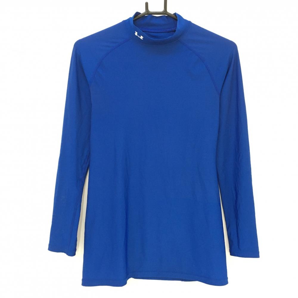 アンダーアーマー インナーシャツ ブルー×白 ネックロゴ刺しゅう  レディース XL ゴルフウェア UNDER ARMOUR 画像