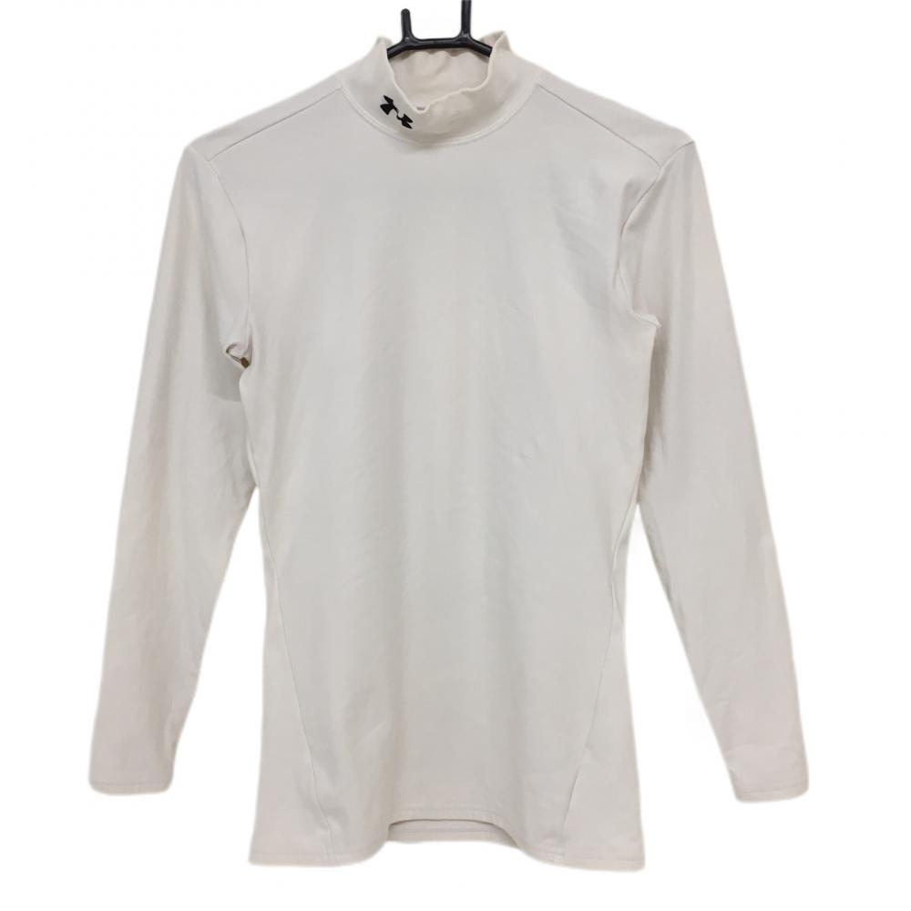 アンダーアーマー インナーシャツ 白×黒 ロゴ刺しゅう レディース LG ゴルフウェア UNDER ARMOUR 画像