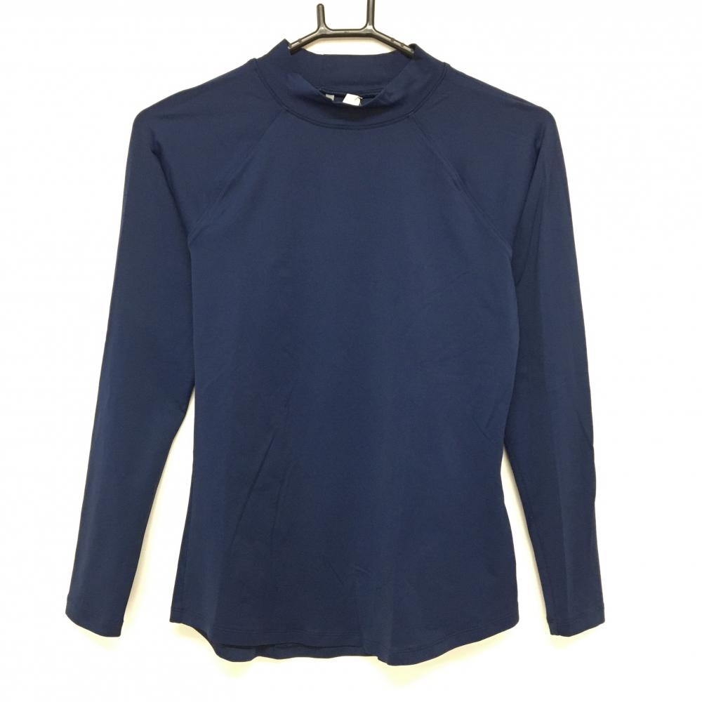 【美品】アンダーアーマー ハイネックインナーシャツ ネイビー ストレッチ HEAT GEAR  レディース MD ゴルフウェア UNDER ARMOUR