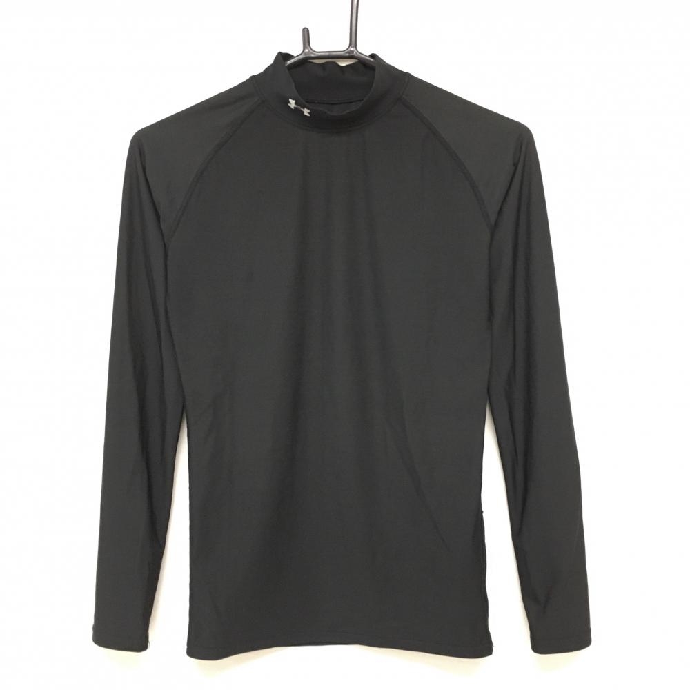 【超美品】アンダーアーマー ハイネックインナーシャツ 黒 ネックロゴ レディース LG ゴルフウェア UNDER ARMOUR