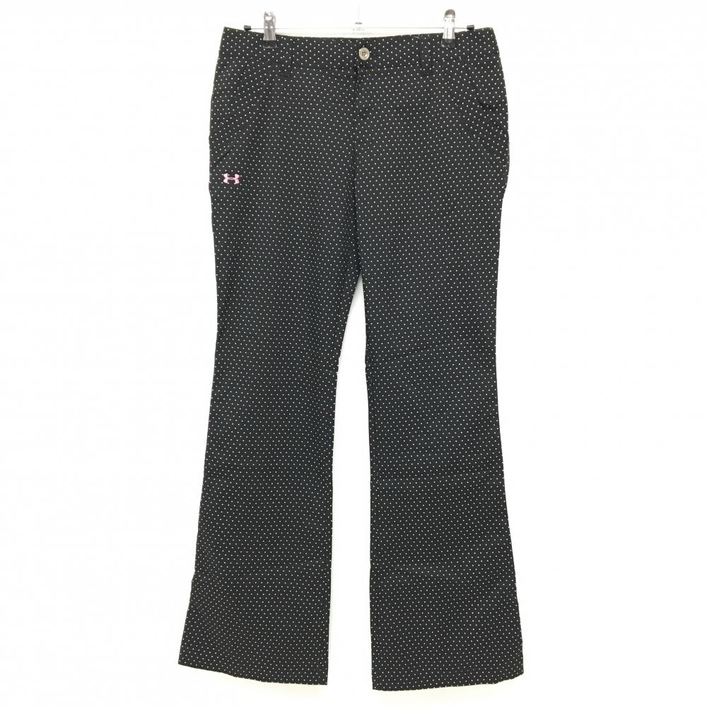 【新品】アンダーアーマー パンツ 黒×白×イエロー ドット ストレッチ  レディース XL ゴルフウェア UNDER ARMOUR