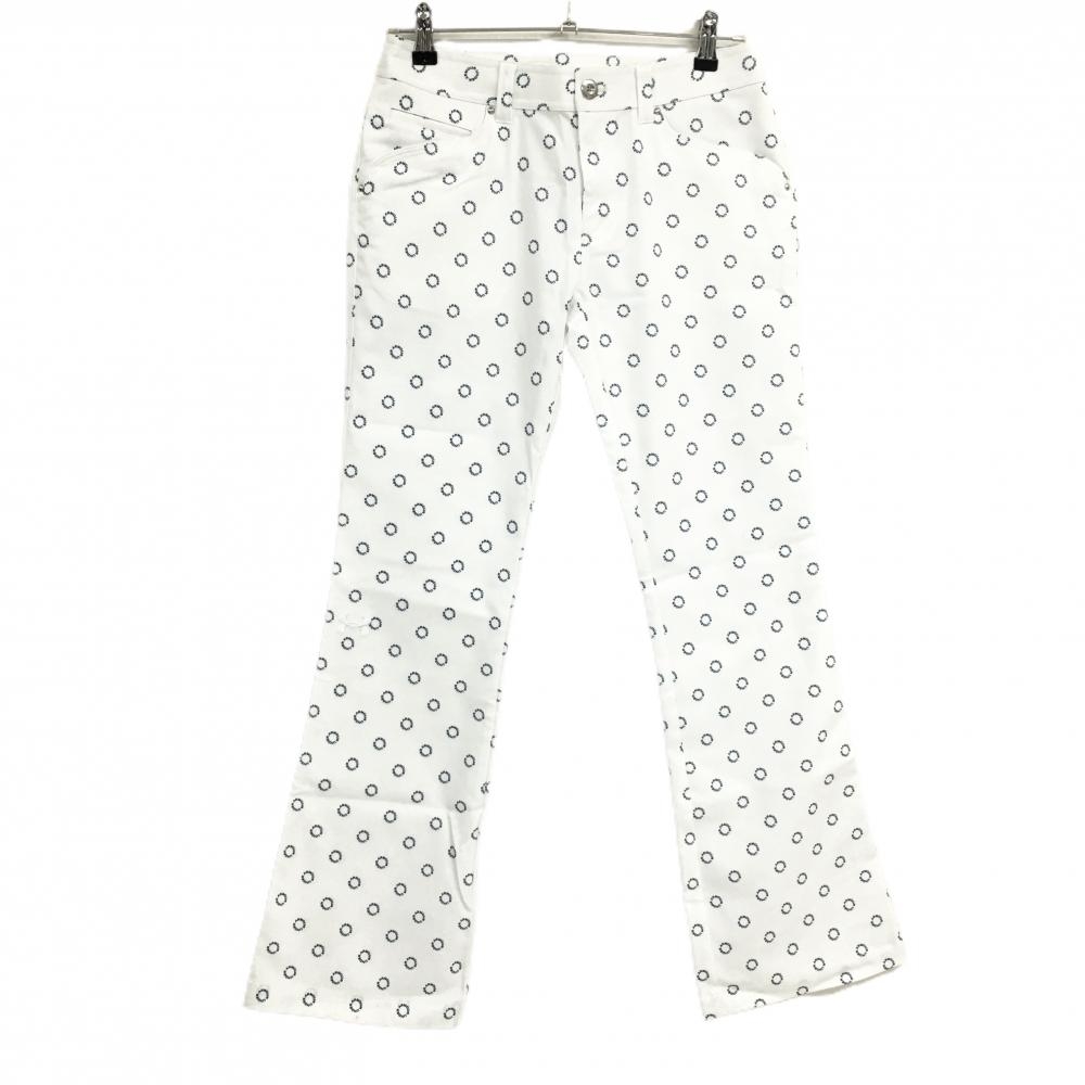 アンダーアーマー パンツ 白×ネイビー ロゴ総柄 紙タグ付 レディース MD ゴルフウェア UNDER ARMOUR