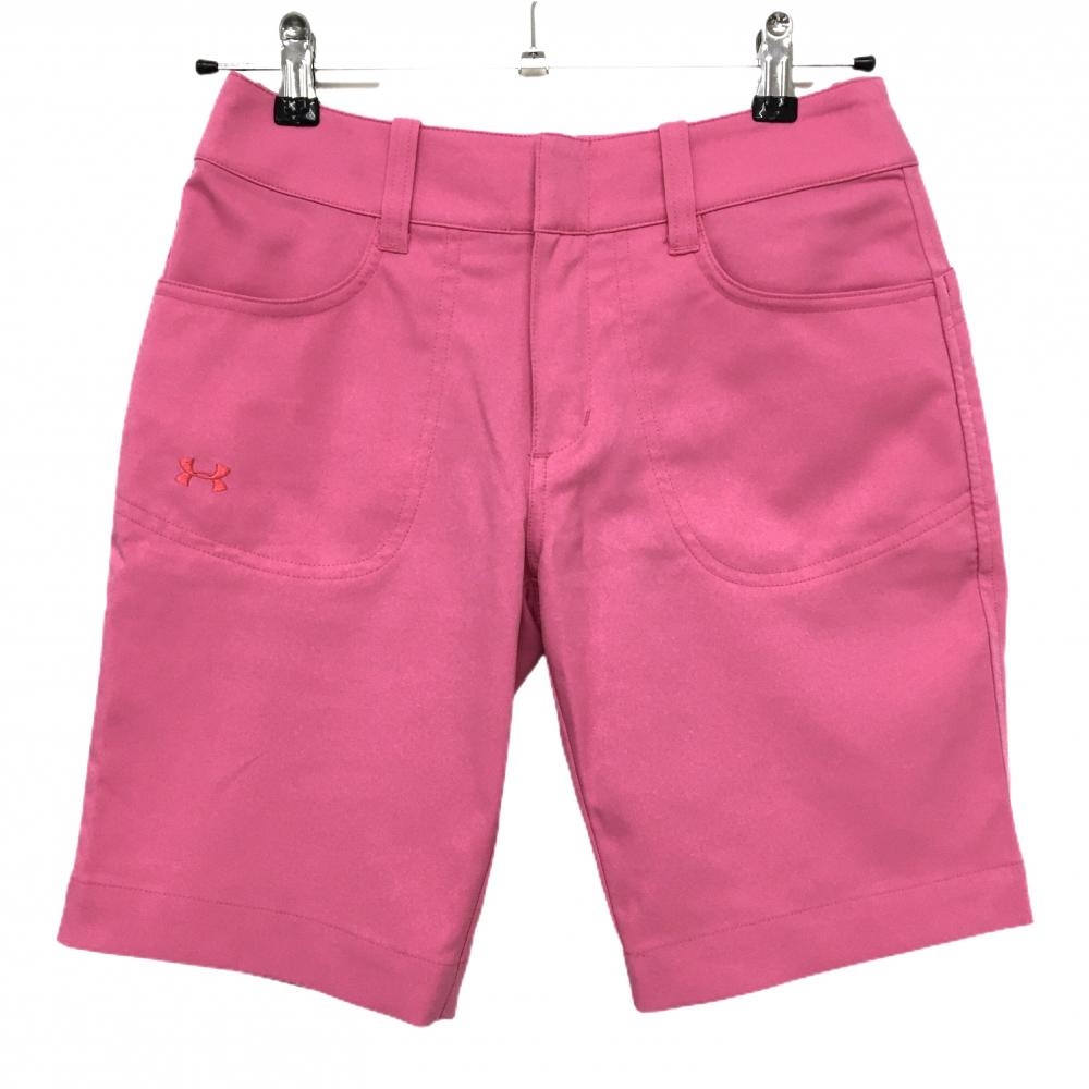 アンダーアーマー ハーフパンツ ピンク ロゴ刺しゅう  レディース SM ゴルフウェア UNDER ARMOUR