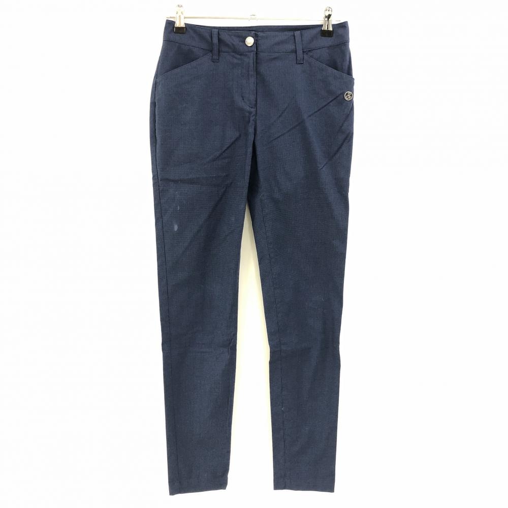アンパスィ パンツ ネイビー 細千鳥格子 メタルチャーム レディース M ゴルフウェア and per se