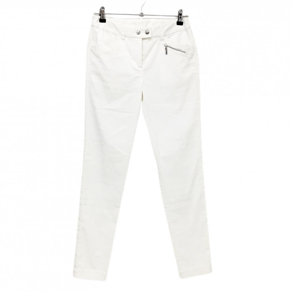 【美品】アンパスィ パンツ 白 ロゴ刺しゅう ストレッチ  レディース M ゴルフウェア and per se