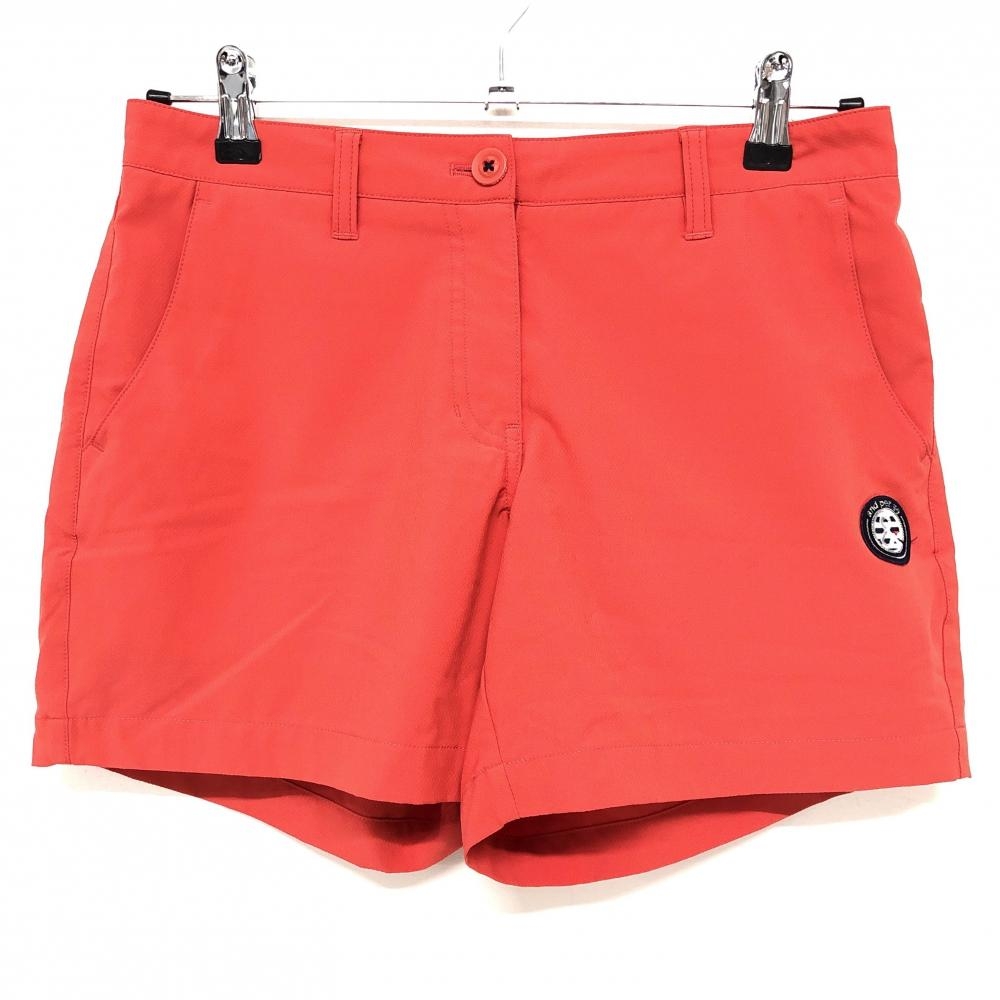 【超美品】アンパスィ ショートパンツ レッド 織生地 ロゴワッペン レディース M ゴルフウェア and per se