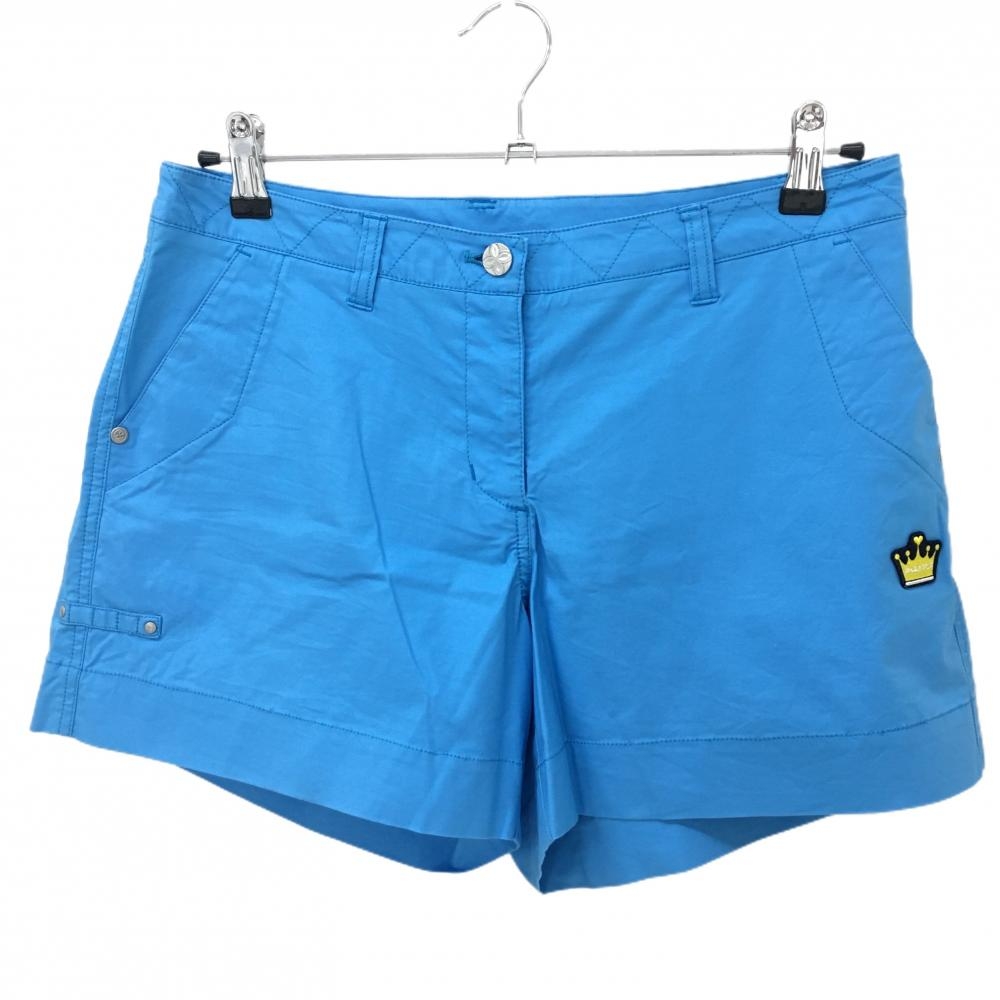 アンパスィ ショートパンツ ライトブルー クラウンワッペン ロゴ刺しゅう ストレッチ  レディース L ゴルフウェア and per se