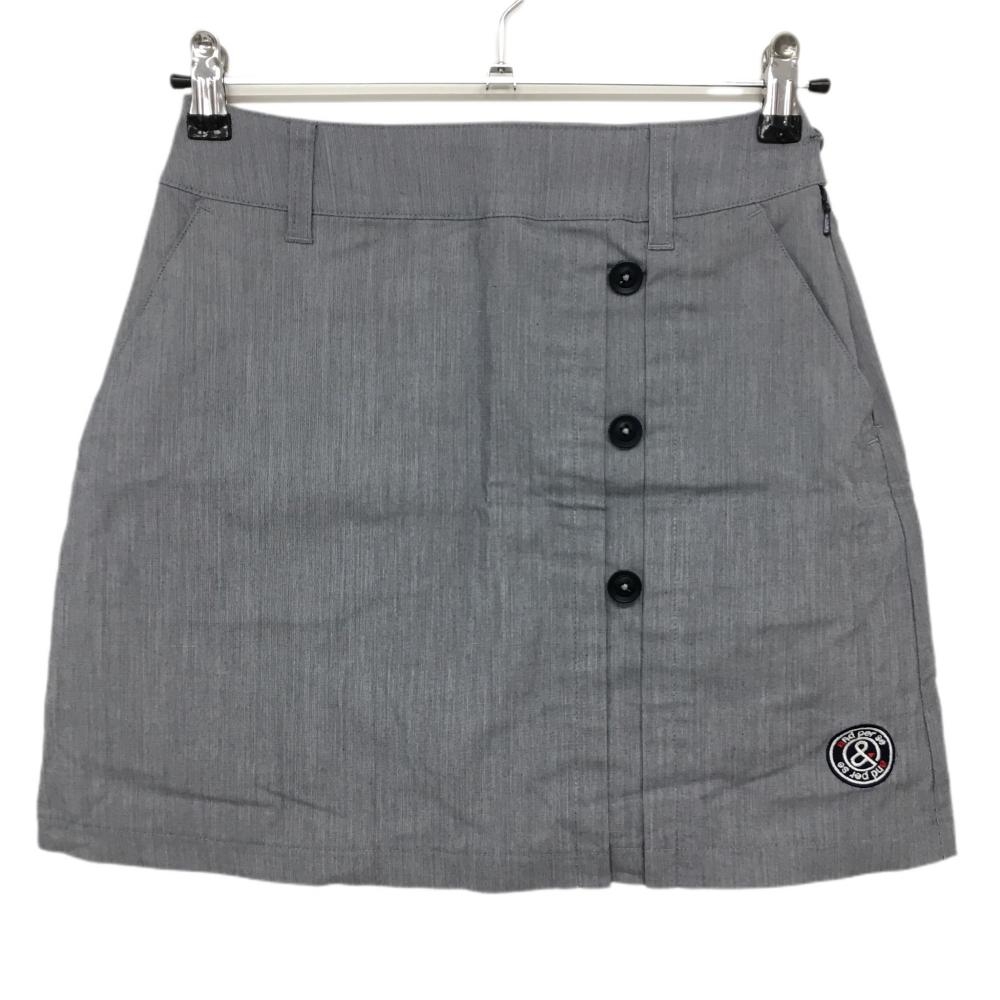 【美品】アンパスィ スカート グレー 地模様 ロゴ刺しゅう ストレッチ  レディース S ゴルフウェア and per se