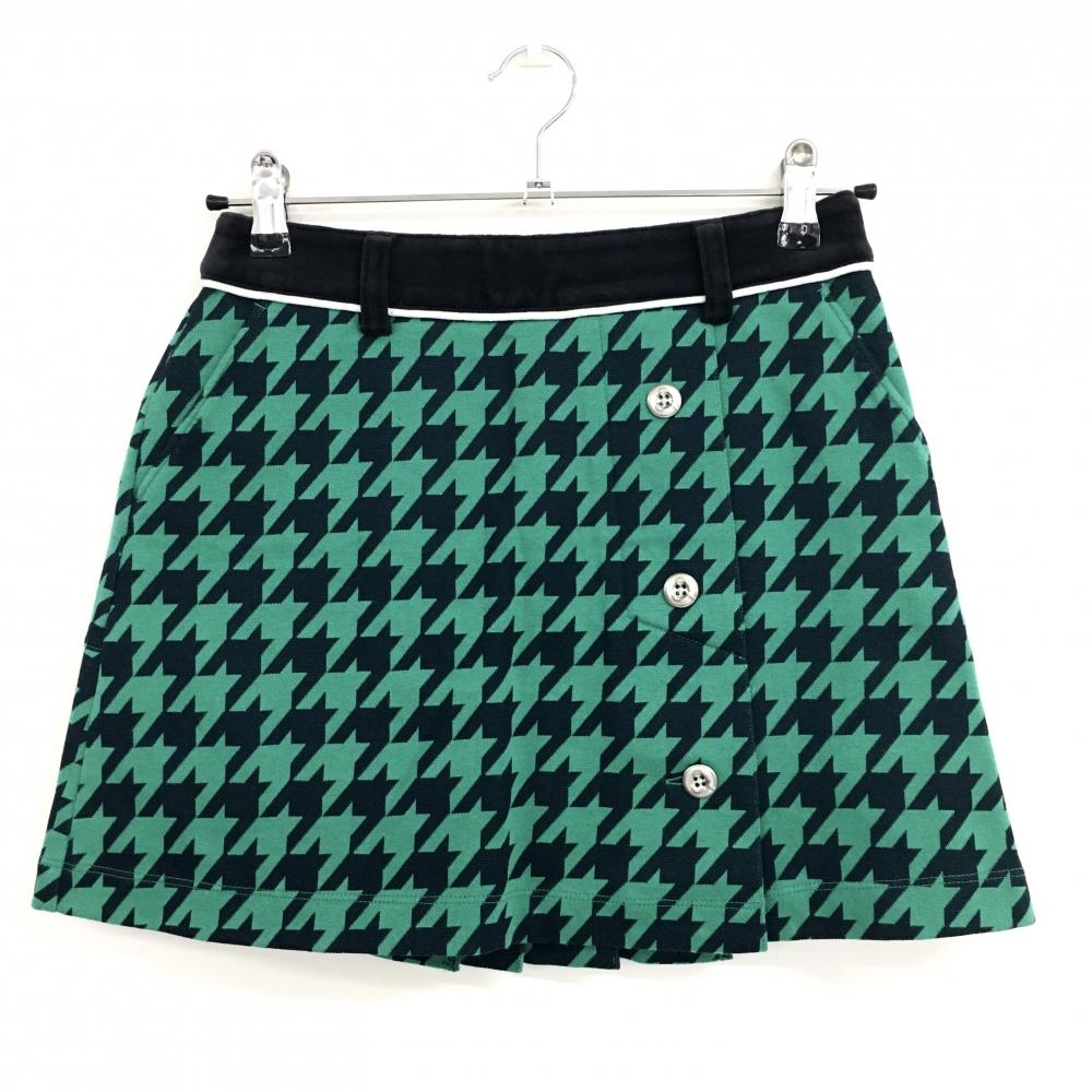 アンパスィ スカート グリーン×黒 千鳥格子 総柄  レディース S ゴルフウェア and per se