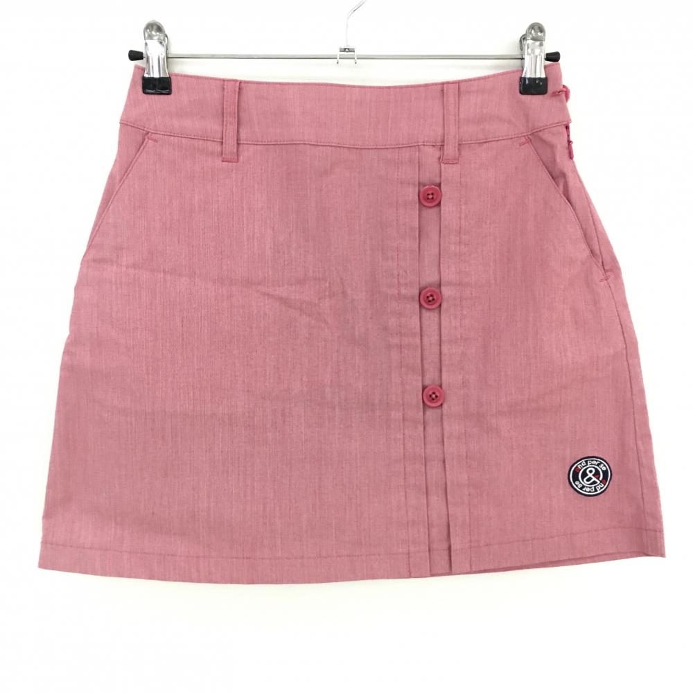 【超美品】アンパスィ スカート ピンク シャンブレー生地 ロゴ刺しゅう 裾ワッペン レディース M ゴルフウェア and per se