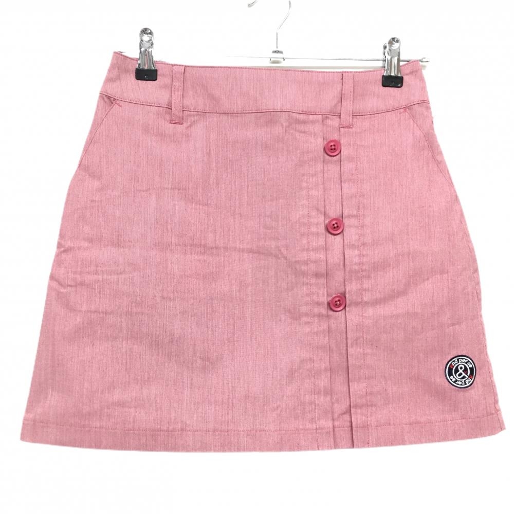 【超美品】アンパスィ スカート レッドピンク ストレッチ ワッペン  レディース M ゴルフウェア and per se