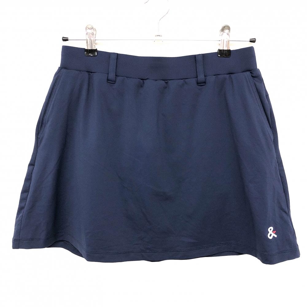 【新品】アンパスィ スカート ネイビー 裾ロゴプリント 内側インナーパンツ レディース L ゴルフウェア 2024年モデル and per se