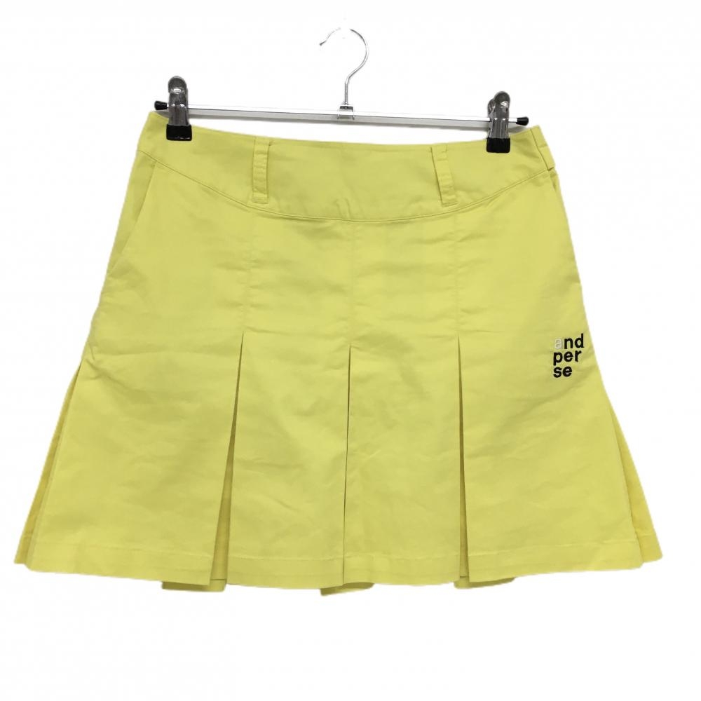 【美品】アンパスィ スカート イエロー ボックスプリーツ  レディース L ゴルフウェア and per se