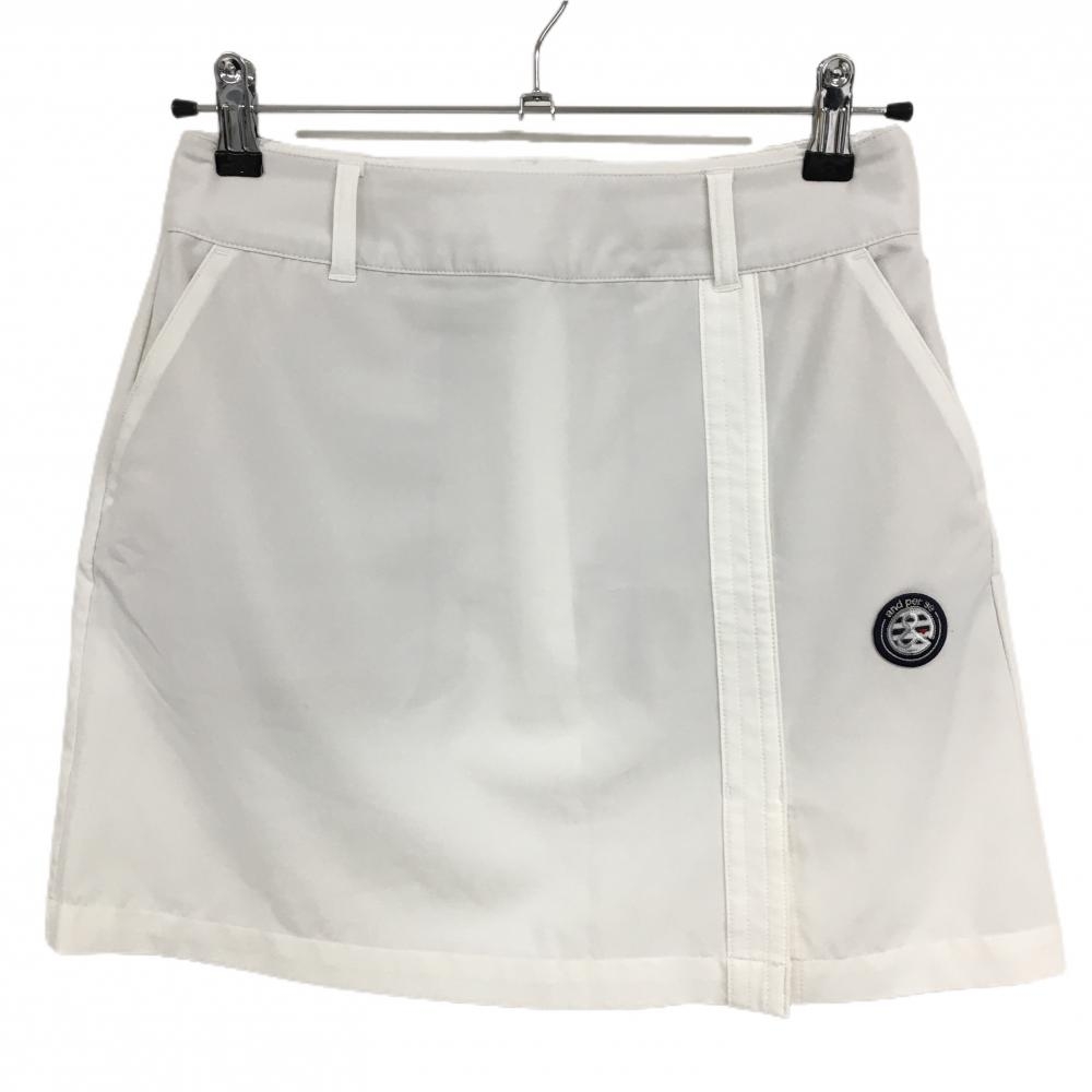 【美品】アンパスィ スカート 白 ロゴワッペン レディース M ゴルフウェア and per se