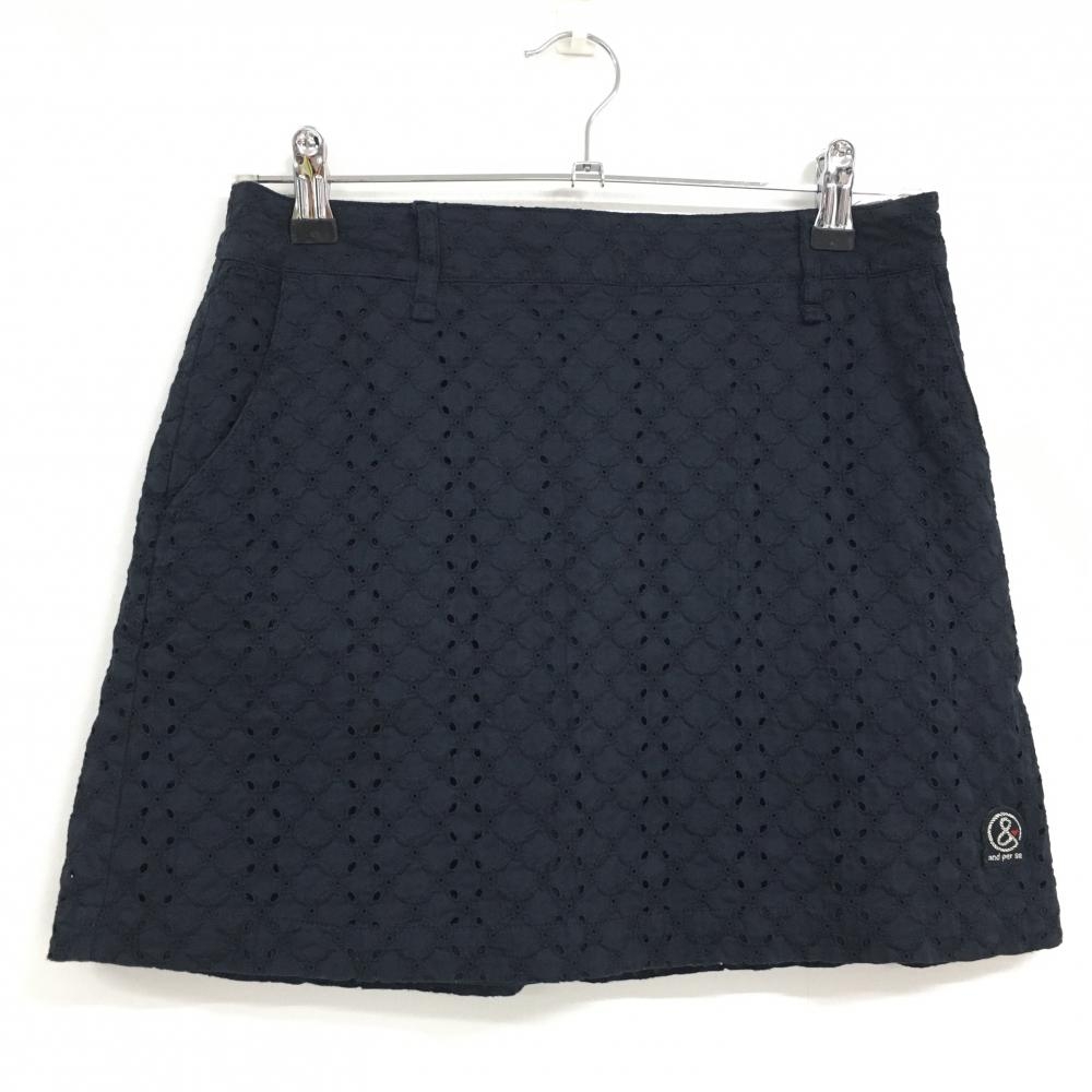 【超美品】アンパスィ スカート ネイビー カットワークレース 裏地付  レディース M ゴルフウェア and per se