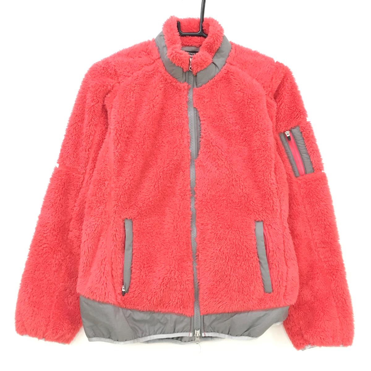 【美品】カッパ 切替ジャケット レッド系×グレー ボア 袖口ロゴ刺しゅう レディース L ゴルフウェア Kappa