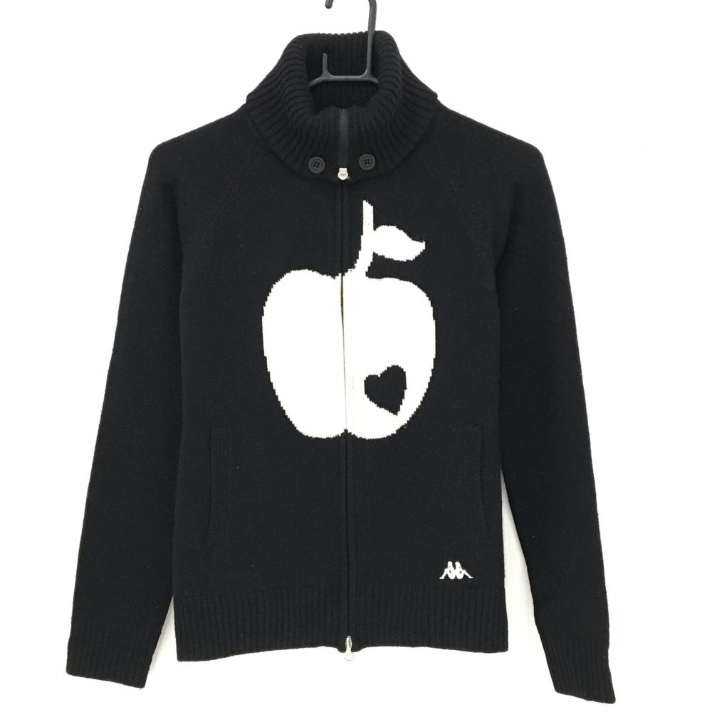 カッパ ジャケット 黒×白 リンゴ ウール100％  レディース L ゴルフウェア Kappa