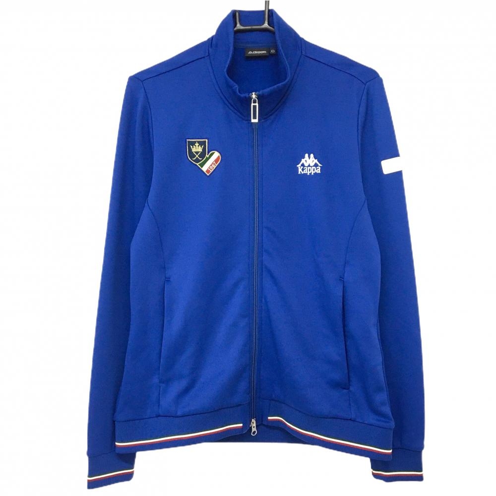 【美品】カッパ ジャケット ネイビー 袖口・裾ライン 裏起毛 ロゴ刺しゅう レディース O ゴルフウェア Kappa