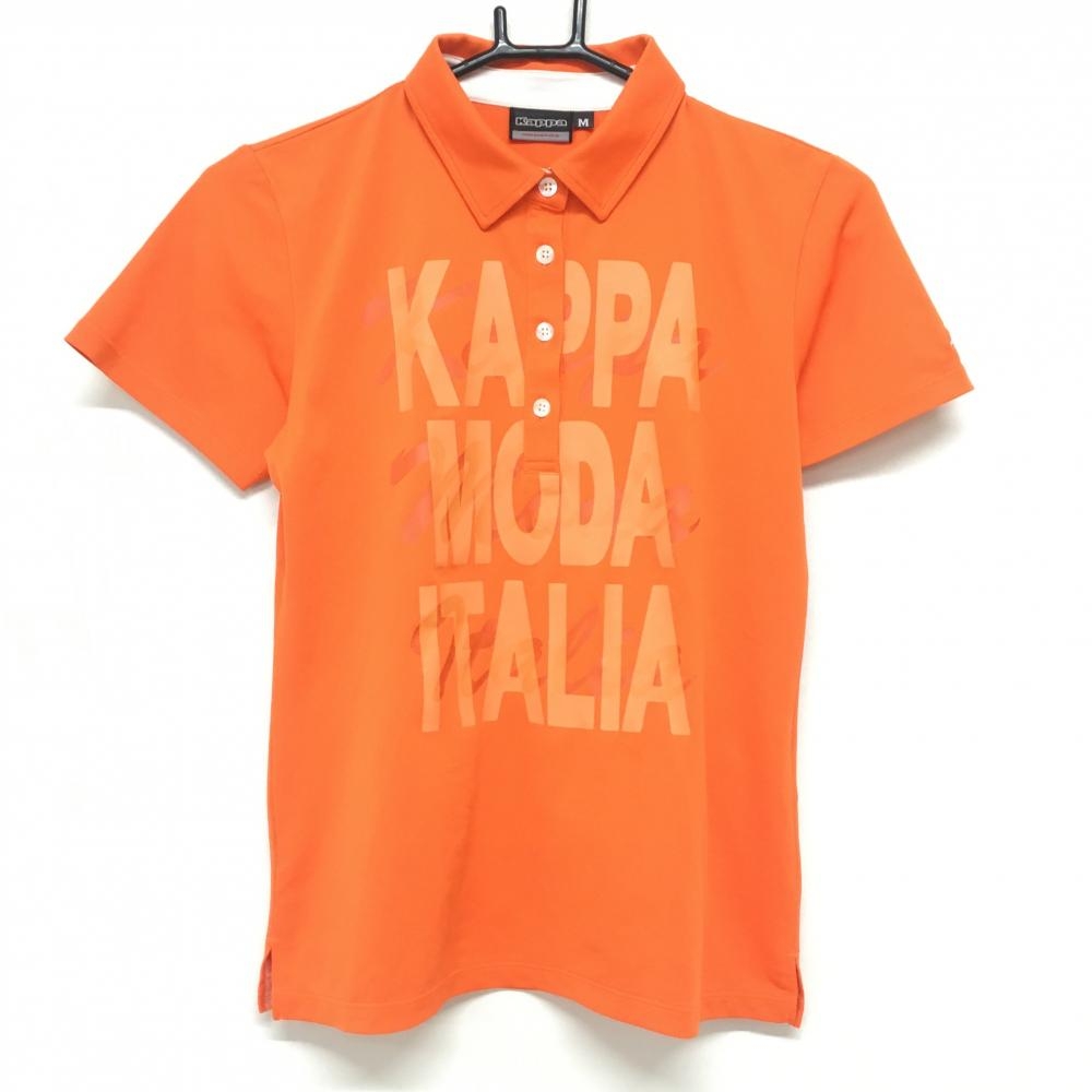 【美品】カッパ 半袖ポロシャツ オレンジ ビッグプリント レディース M ゴルフウェア Kappa