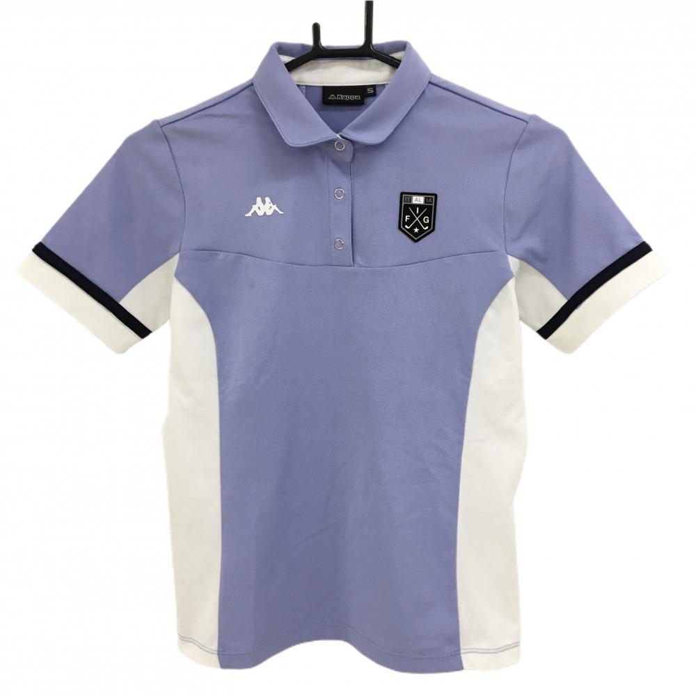 【美品】カッパ 半袖ポロシャツ パープル×白 スナップボタン  レディース S ゴルフウェア Kappa