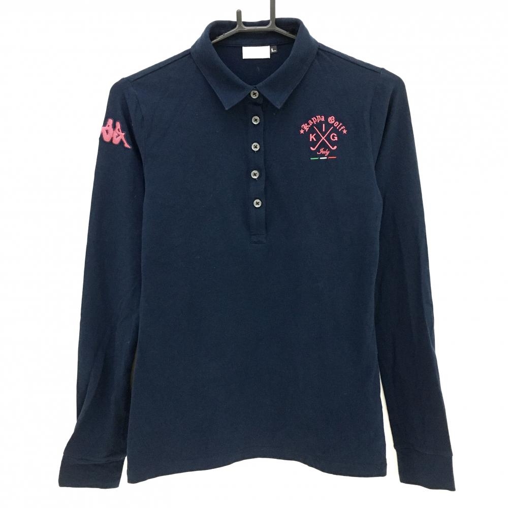カッパ 長袖ポロシャツ ネイビー ストレッチ  レディース L ゴルフウェア Kappa