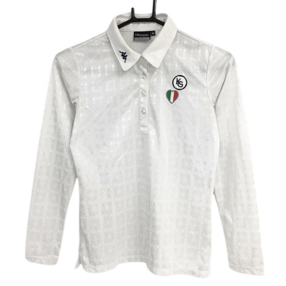 カッパ 長袖ポロシャツ 白 地模様 レディース S ゴルフウェア Kappa