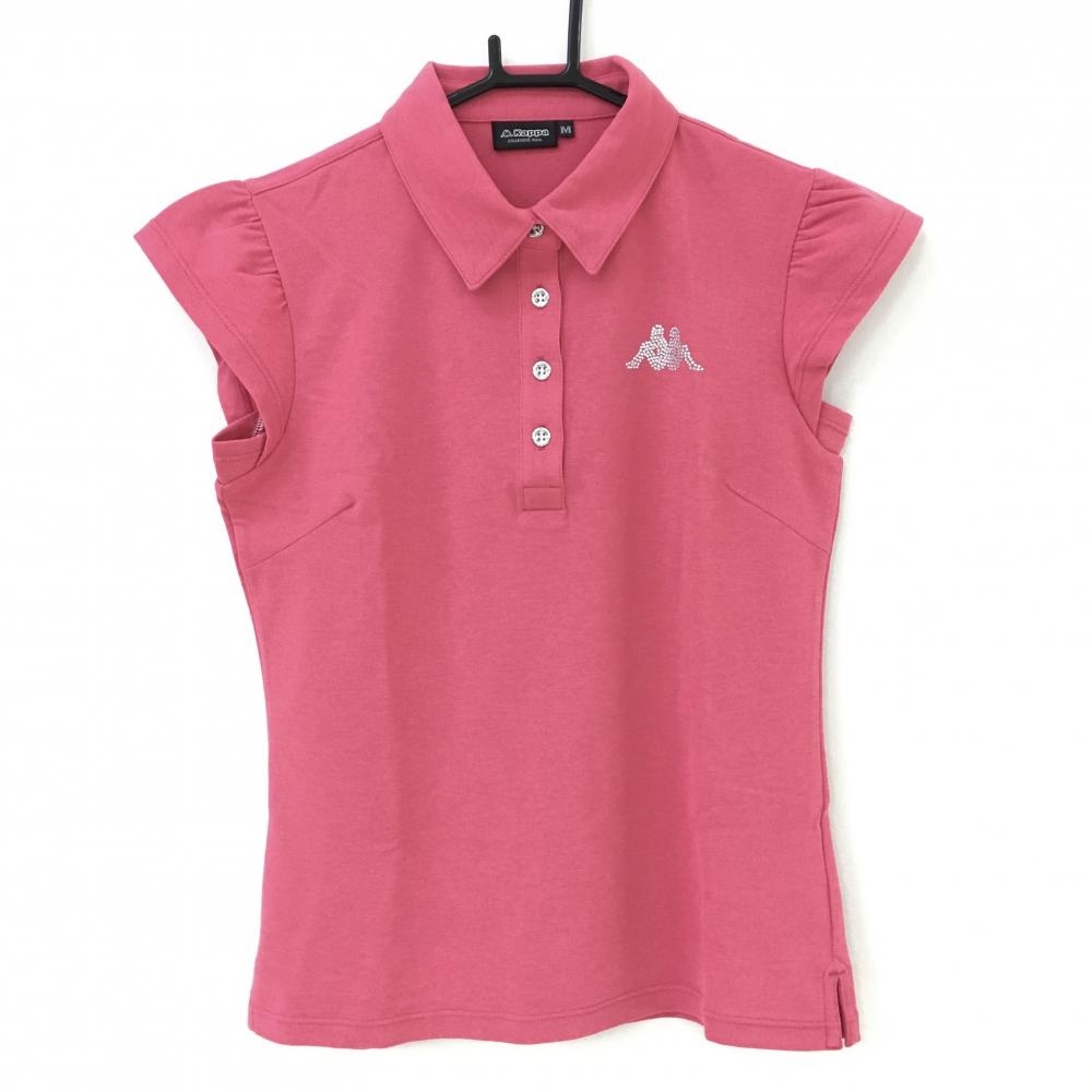 【超美品】カッパ ノースリーブポロシャツ ピンク ラインストーンロゴ レディース M ゴルフウェア Kappa 画像