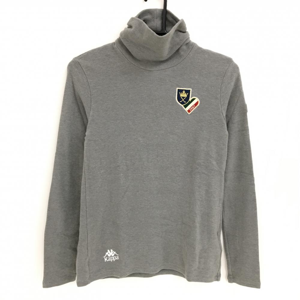 【美品】カッパ 長袖ハイネックシャツ グレー 微起毛素材 ネックギャザー レディース L ゴルフウェア Kappa