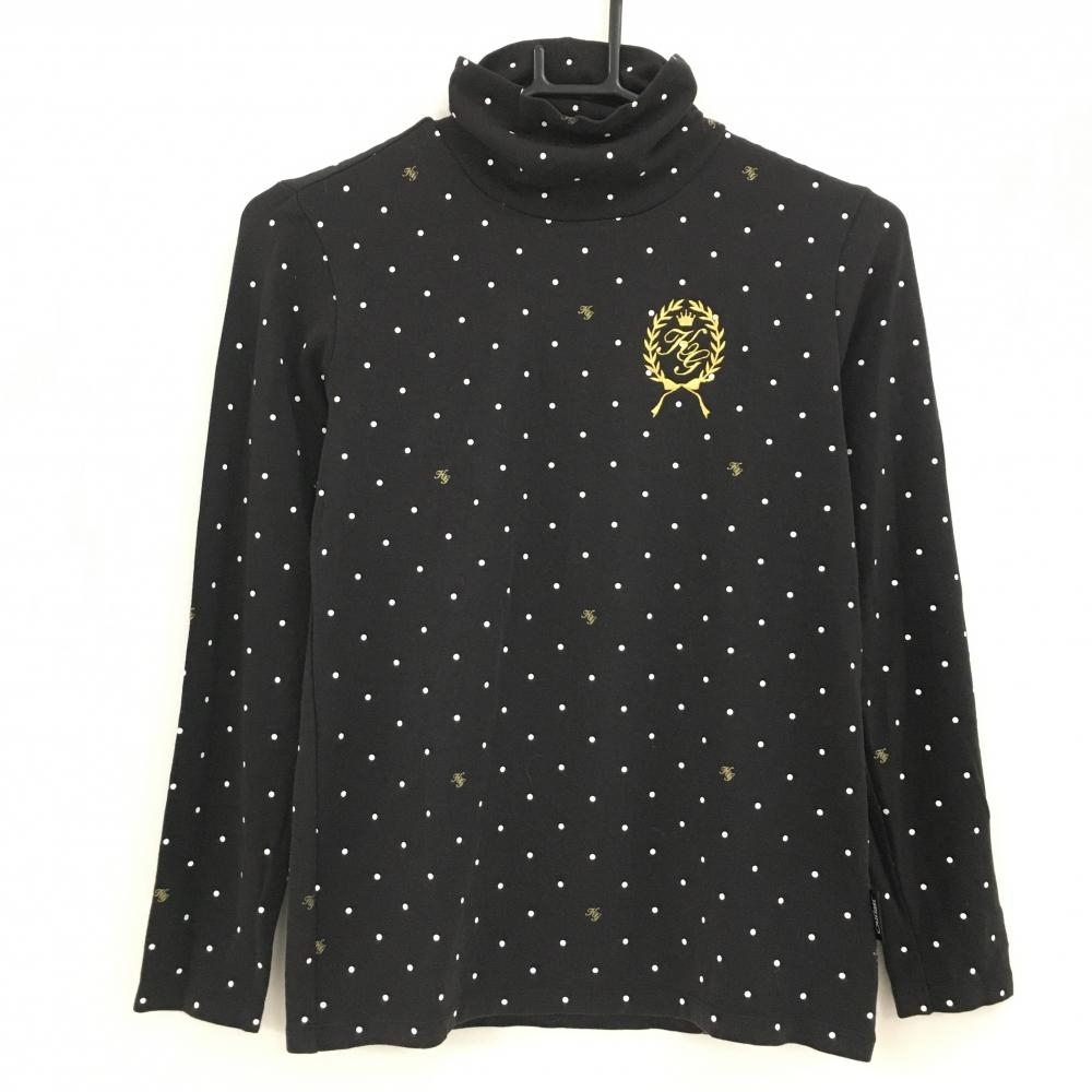 カッパ 長袖ハイネックシャツ 黒×白 ドット レディース M ゴルフウェア Kappa