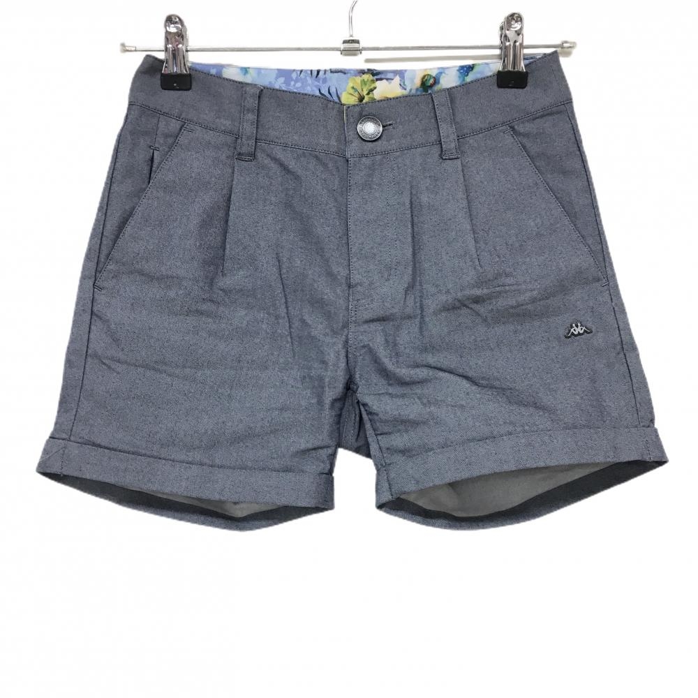 【超美品】カッパ ショートパンツ ネイビー シャンブレー調 裾ロールアップ レディース SS ゴルフウェア Kappa