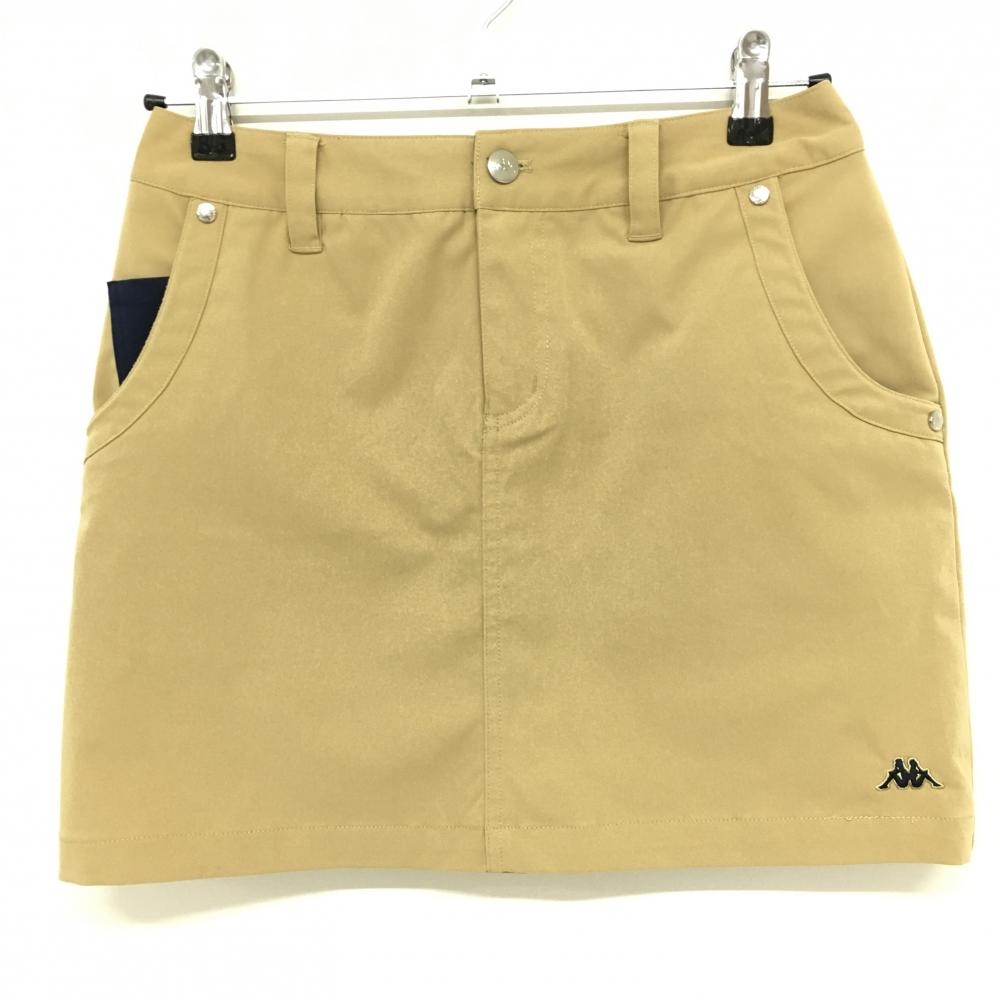 【美品】カッパ スカート ベージュ 後ポケットピンク刺しゅう  レディース M ゴルフウェア Kappa