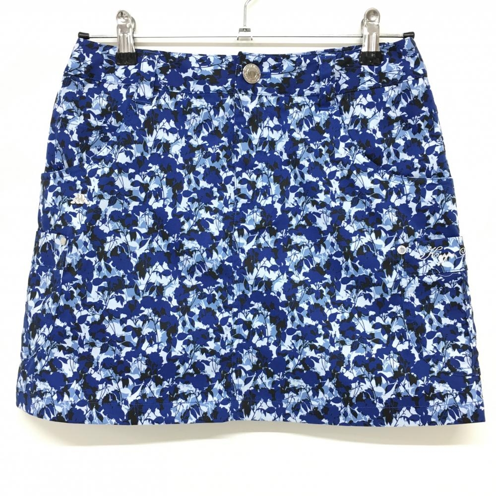 【超美品】カッパ スカート ブルー×ライトブルー 総柄 インナーパンツ付き レディース 7 ゴルフウェア Kappa