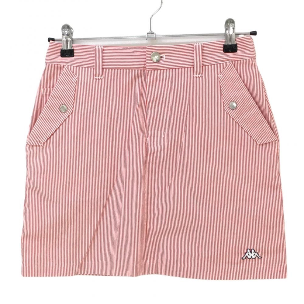 【超美品】カッパ スカート レッド×白 ストライプ 総柄 ストレッチ  レディース ＸＳ ゴルフウェア Kappa
