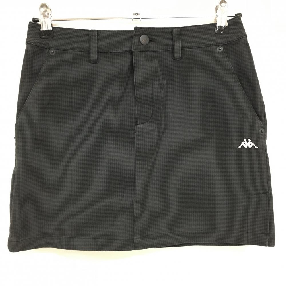 【美品】カッパ スカート ダークグレー 千鳥格子 総柄 レディース S ゴルフウェア Kappa