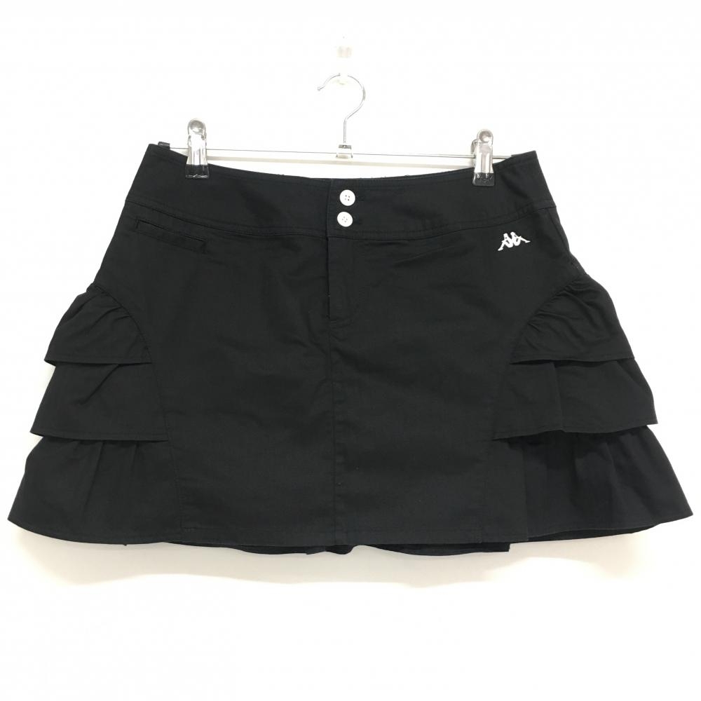 【美品】カッパ スカート 黒 後ろフリル 織生地 レディース 11 ゴルフウェア Kappa 画像