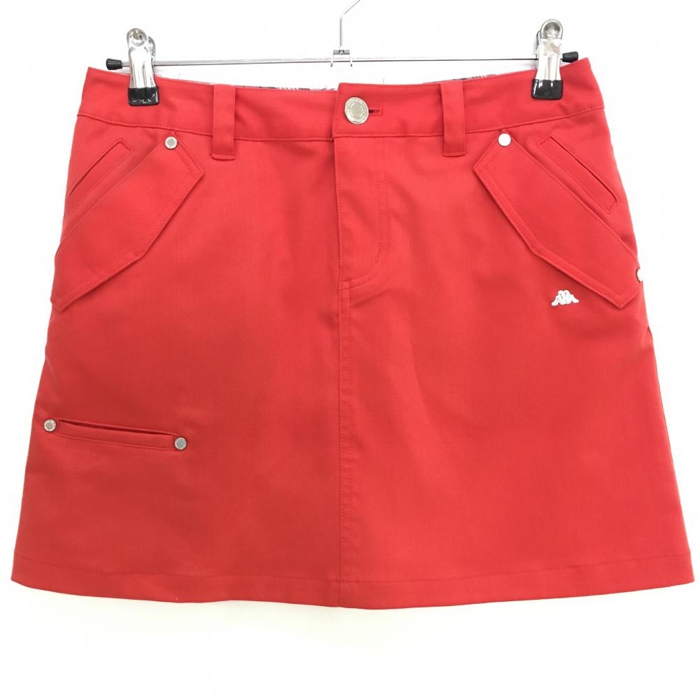 カッパ スカート レッド ストライプ織生地 バックロゴ刺しゅう  レディース 9 ゴルフウェア Kappa