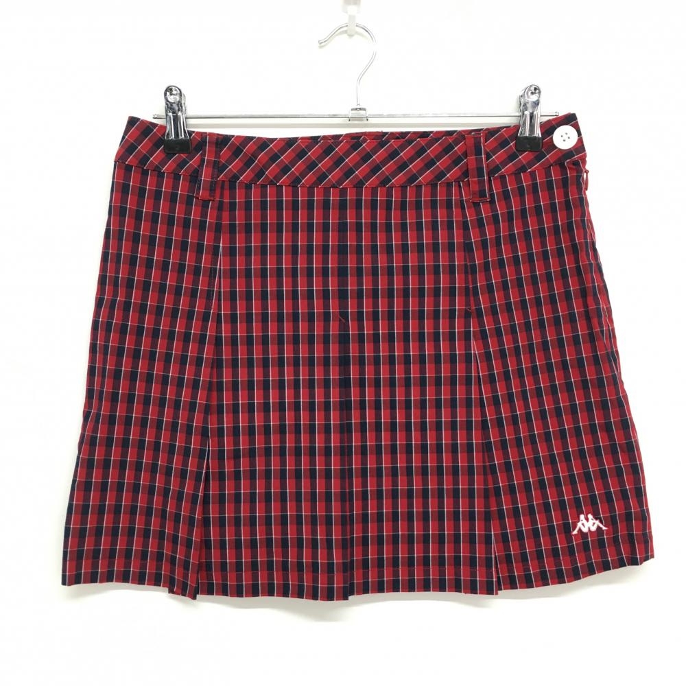 【超美品】カッパ スカート レッド×黒 チェック  レディース 9(M) ゴルフウェア Kappa