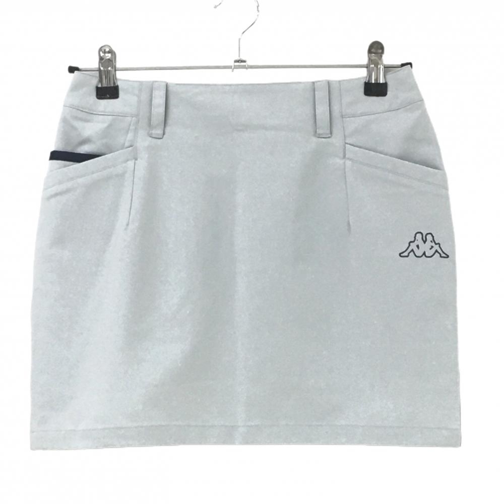 【美品】カッパ スカート ライトグレー ロゴプリント バックファスナー  レディース S ゴルフウェア Kappa