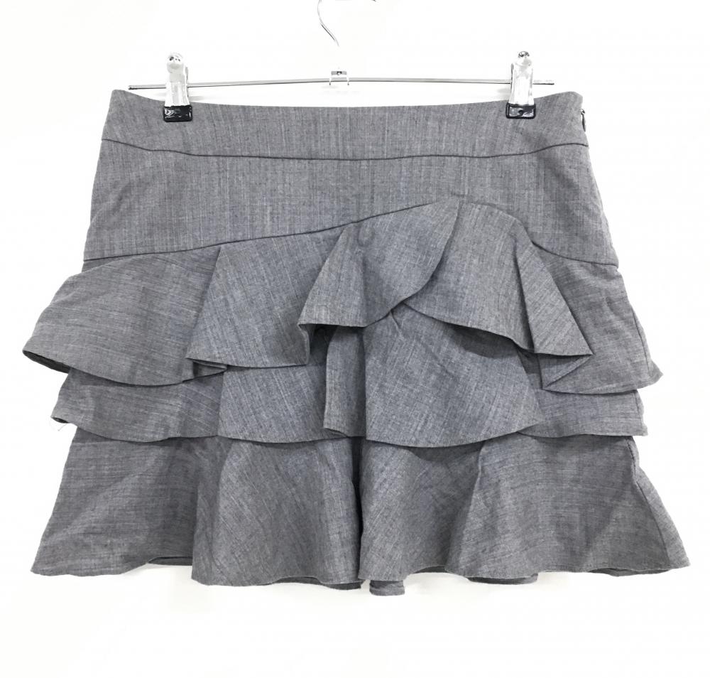 【美品】カッパ スカート ライトグレー ウール混 3段フリル 裏地付 レディース 9 ゴルフウェア Kappa