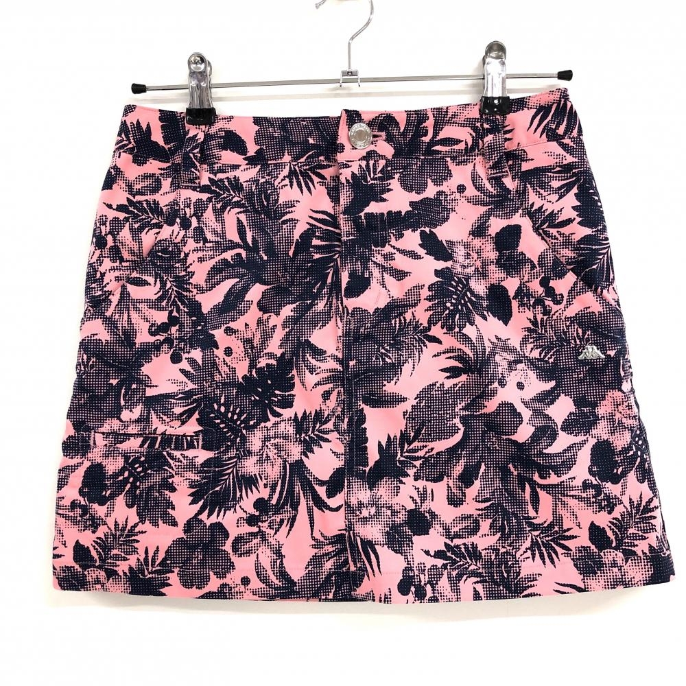 【超美品】カッパ スカート ピンク×ネイビー ハイビスカス柄 ストレッチ  レディース 7 ゴルフウェア Kappa