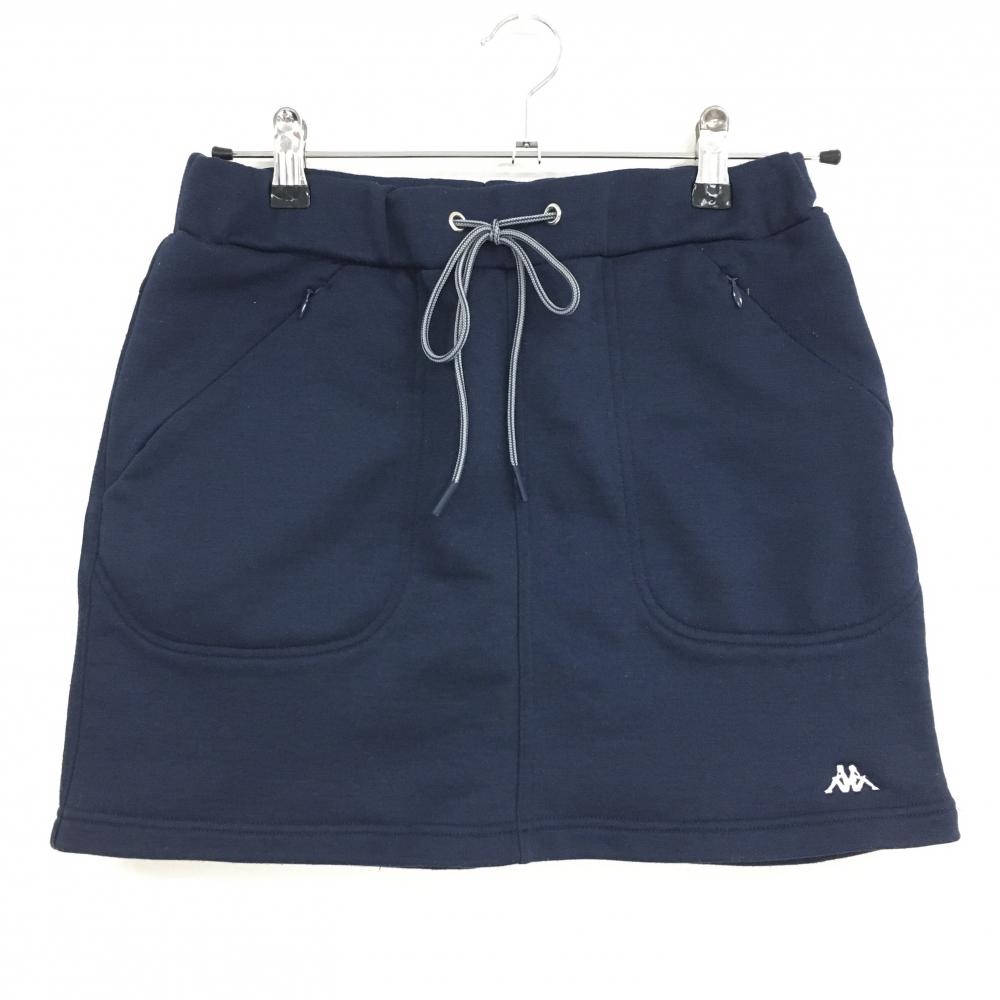カッパ スカート ネイビー 裾ロゴ刺しゅう ウエストゴム 調節紐 レディース 9 ゴルフウェア Kappa