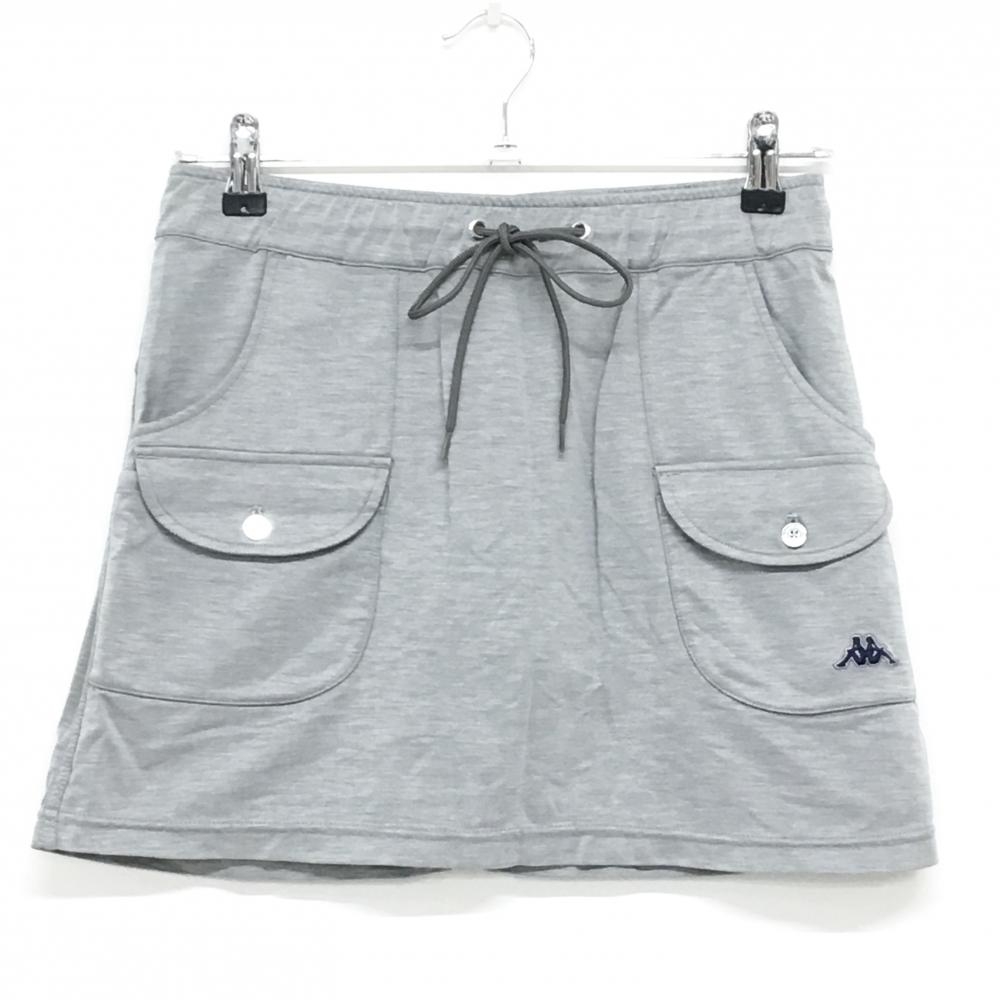 カッパ カーゴスカート 杢グレー ウエストゴム 調整紐  レディース 7 ゴルフウェア Kappa