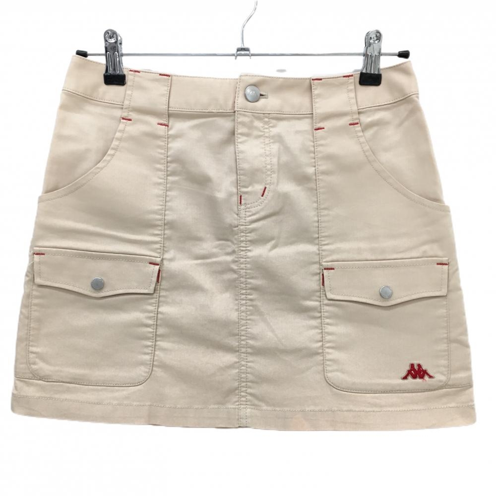 カッパ スカート ベージュ×レッド 裾ロゴ  レディース 7 ゴルフウェア Kappa