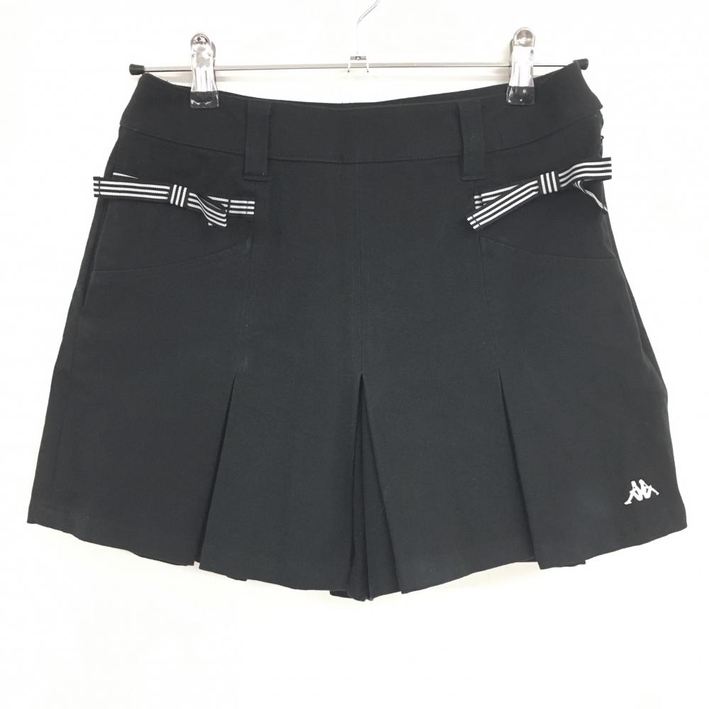 カッパ キュロットスカート 黒 リボン 裏地付き  レディース 7 ゴルフウェア Kappa