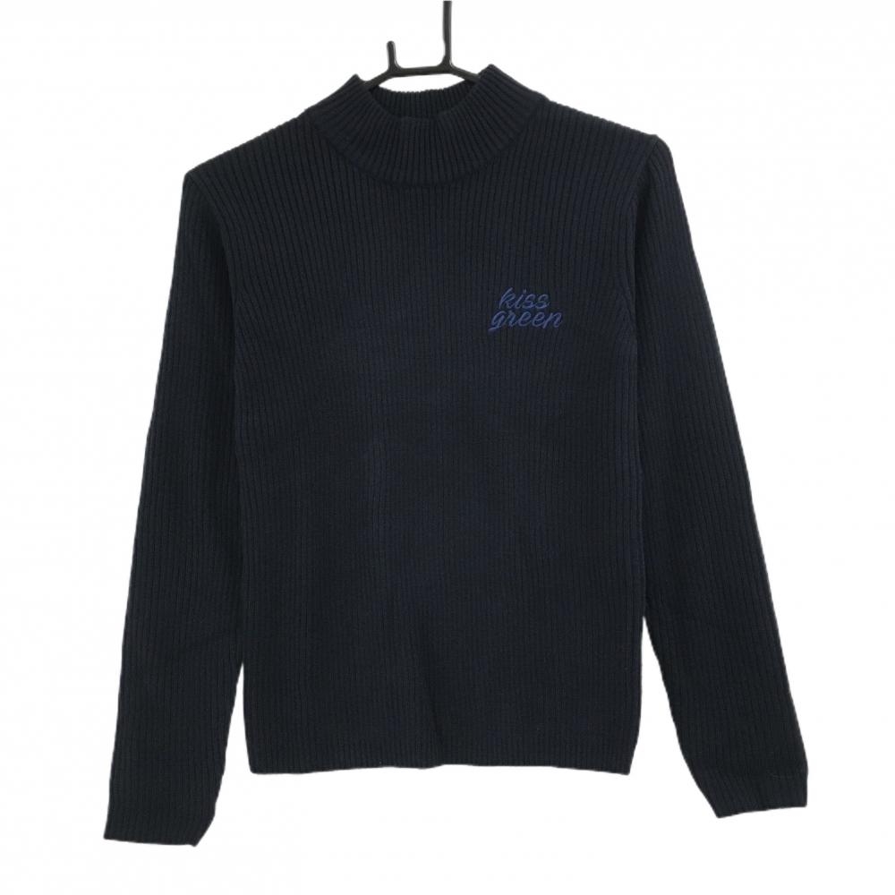 【新品】キスオンザグリーン ハイネックセーター ネイビー ニット アクリル100％ レディース F ゴルフウェア kiss on the green