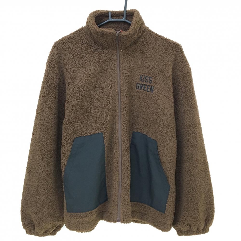 【新品】キスオンザグリーン ボアジャケット ブラウン×黒 裏地付 レディース 3(L) ゴルフウェア kiss on the green