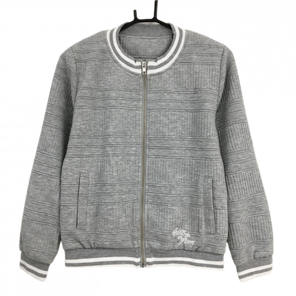 キスオンザグリーン ジャケットブルゾン グレー 総柄地模様 裏地付き  レディース 2(M) ゴルフウェア kiss on the green